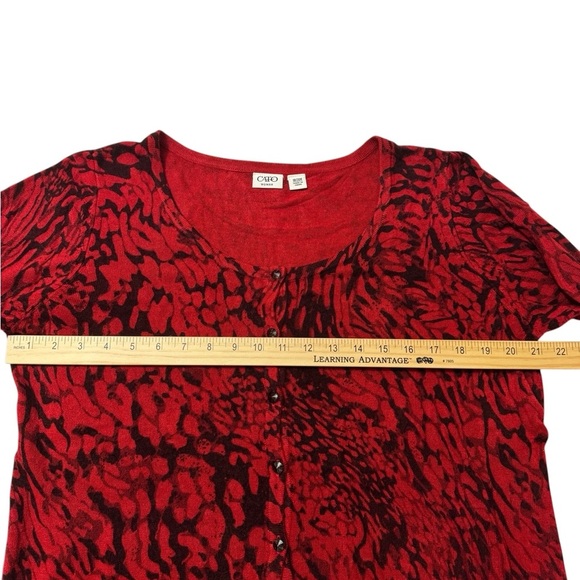 Cato Red and Black Button Up Sweater - Picture 7 of 8